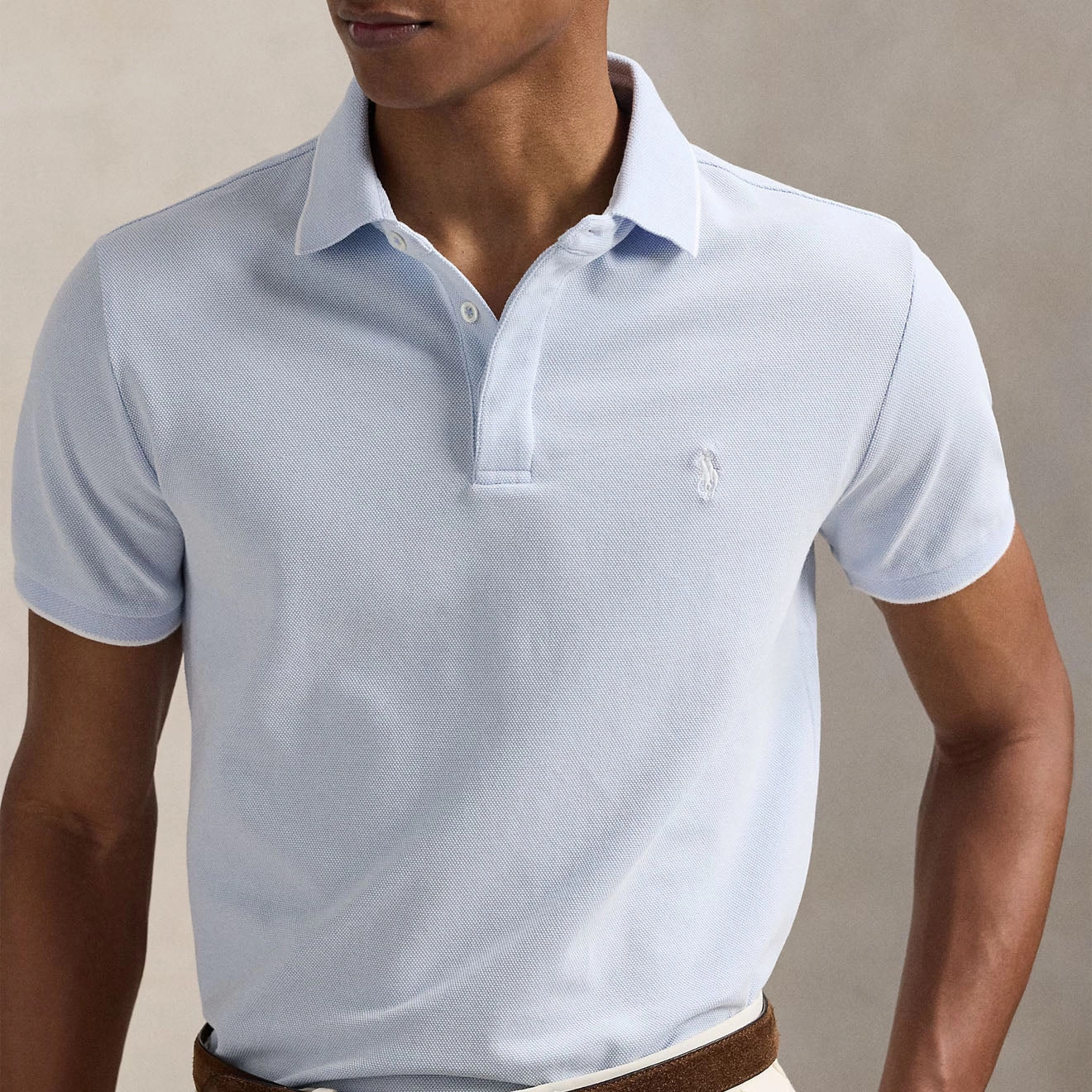 Polo Ralph Lauren Custom Slim Fit Stretch Oxford Mesh Polo Blue/White Flash Sale Now