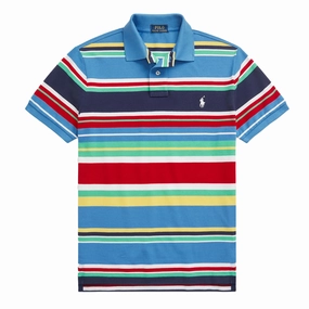Polo Ralph Lauren Custom Slim Fit Striped Polo Shirt New England Blue Multi Grab Your Deal Today Mega Discount Event