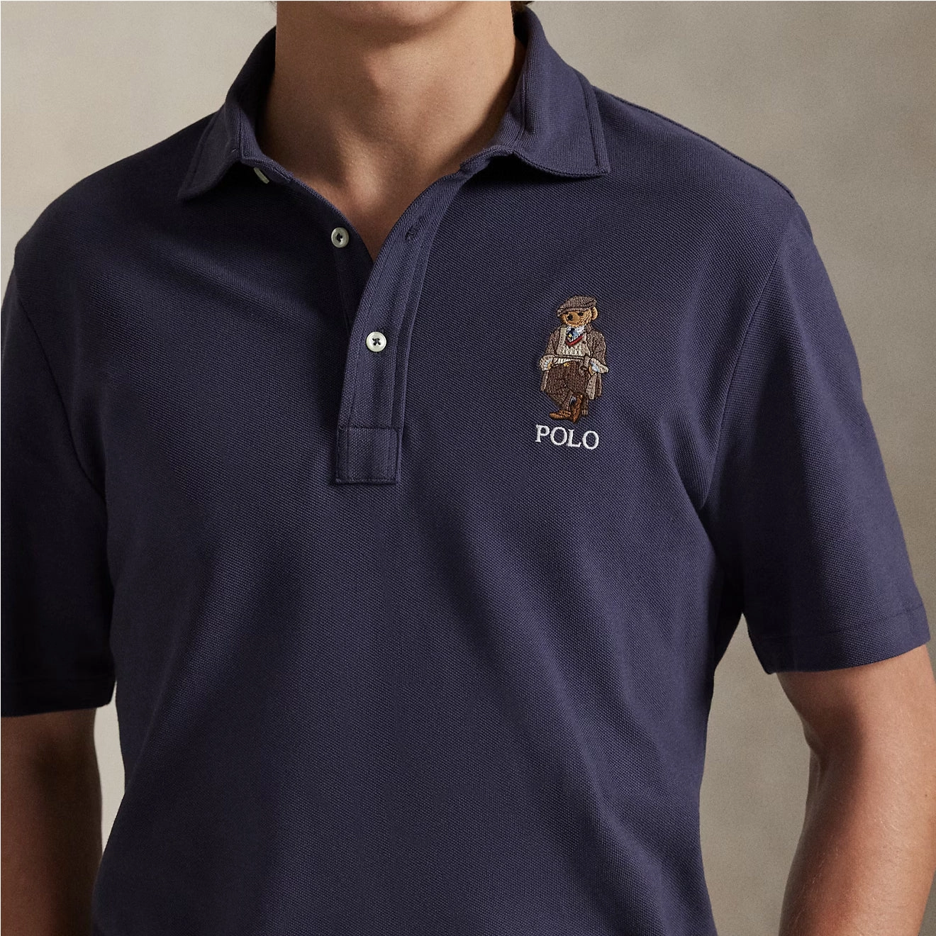 Clearance Savings Now Hot Offer Frenzy Polo Ralph Lauren Custom Slim Polo Bear Mesh Polo Shirt Faded Blue Heritage Bear