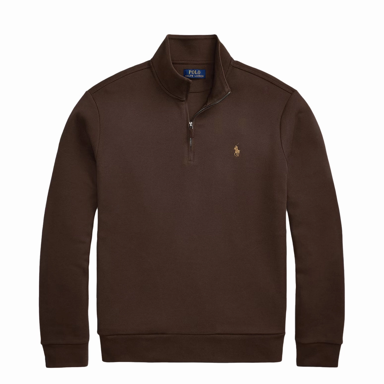 Polo Ralph Lauren Double-Knit Mesh Quarter-Zip Pullover Nutmeg Brown Hot Savings Alert