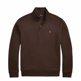 Polo Ralph Lauren Double-Knit Mesh Quarter-Zip Pullover Nutmeg Brown Trending Hot Picks