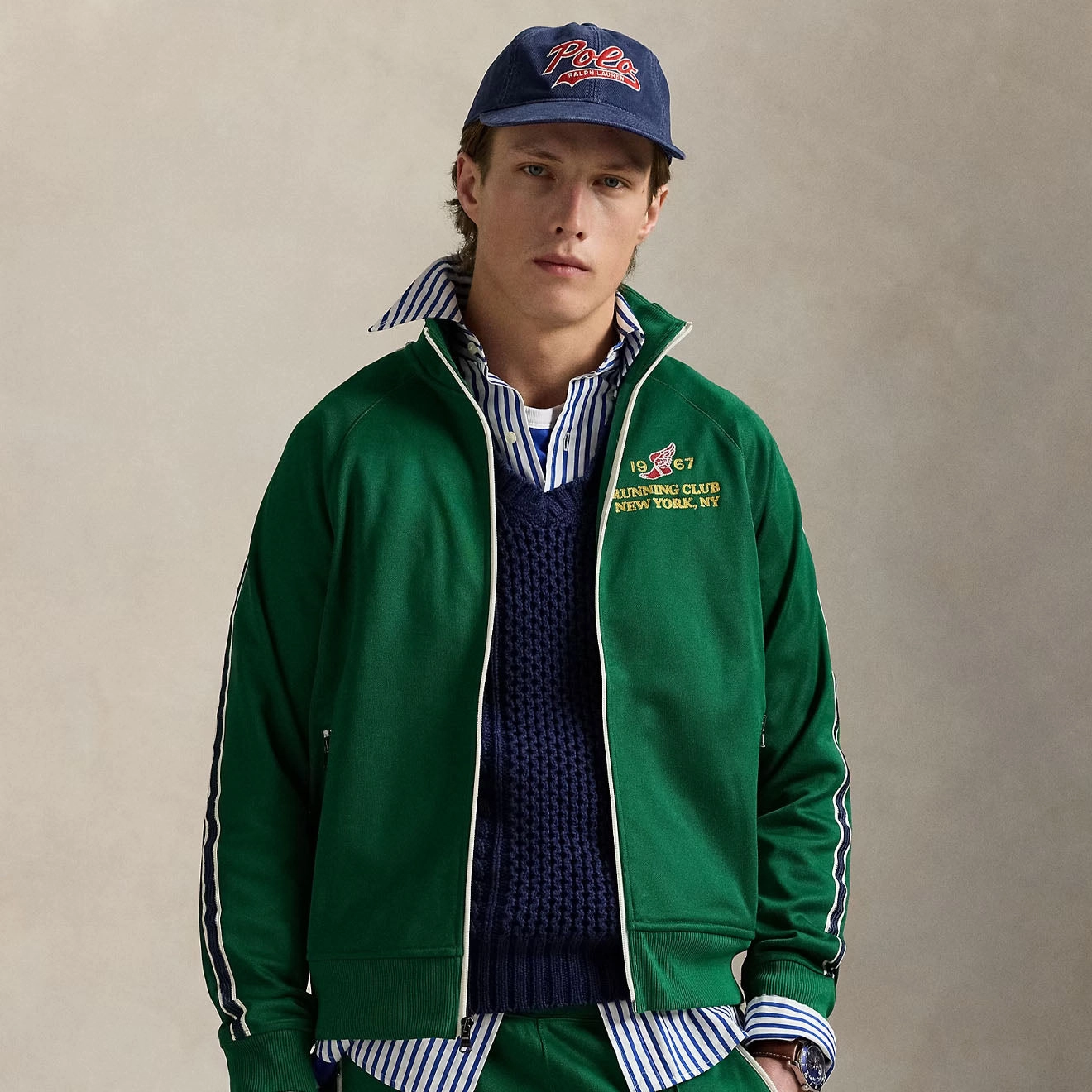 Polo Ralph Lauren Embroidered Plaited Tricot Track Jacket Tennis Green GiftWorthy Sale