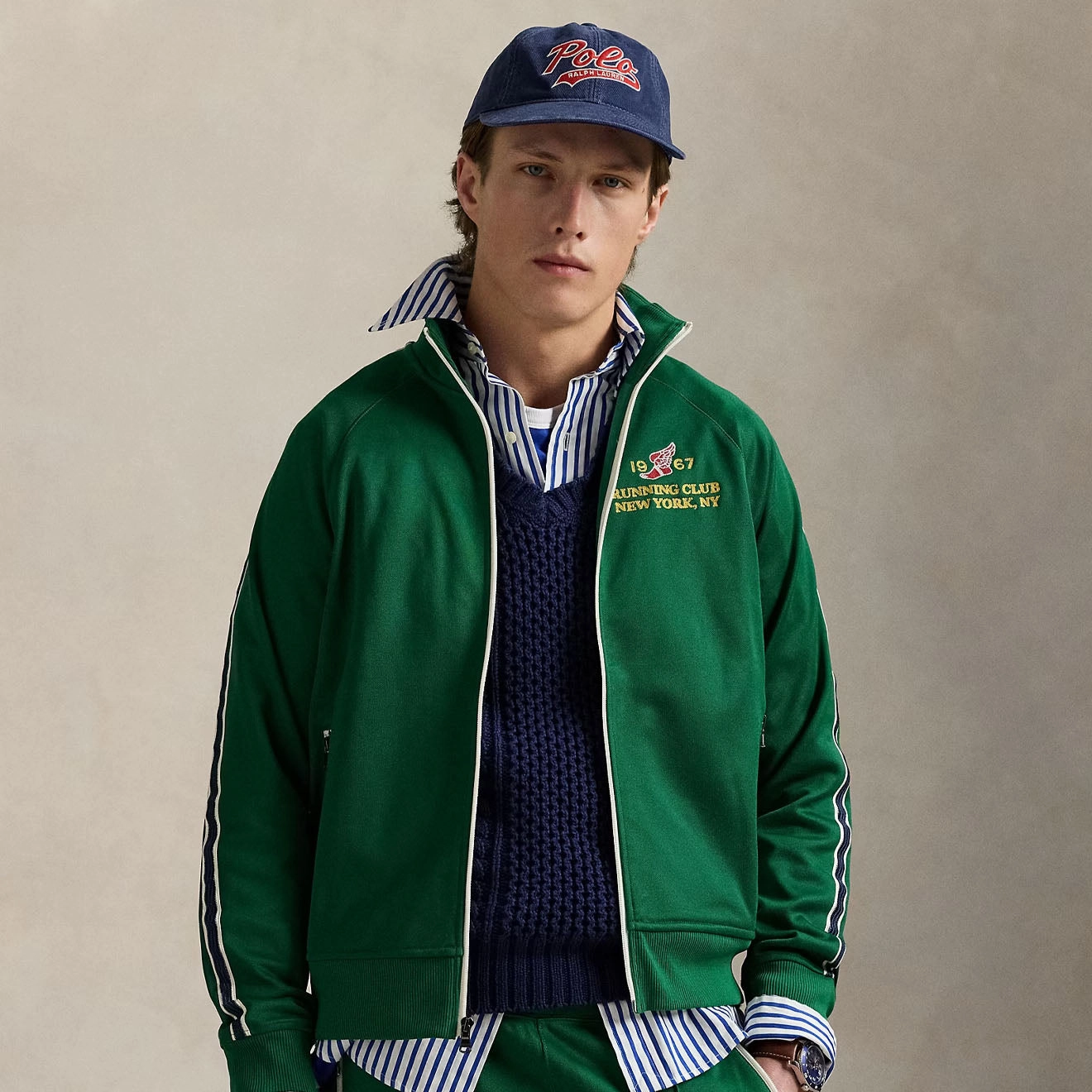 Daily Deal Frenzy Polo Ralph Lauren Embroidered Plaited Tricot Track Jacket Tennis Green