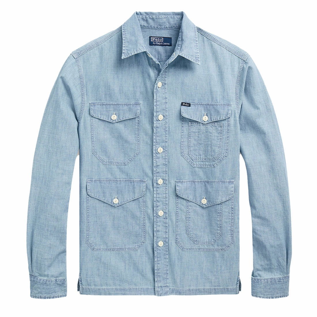 Dont Wait Save Last Chance Offer Polo Ralph Lauren Indigo Chambray Utility Overshirt Light Indigo