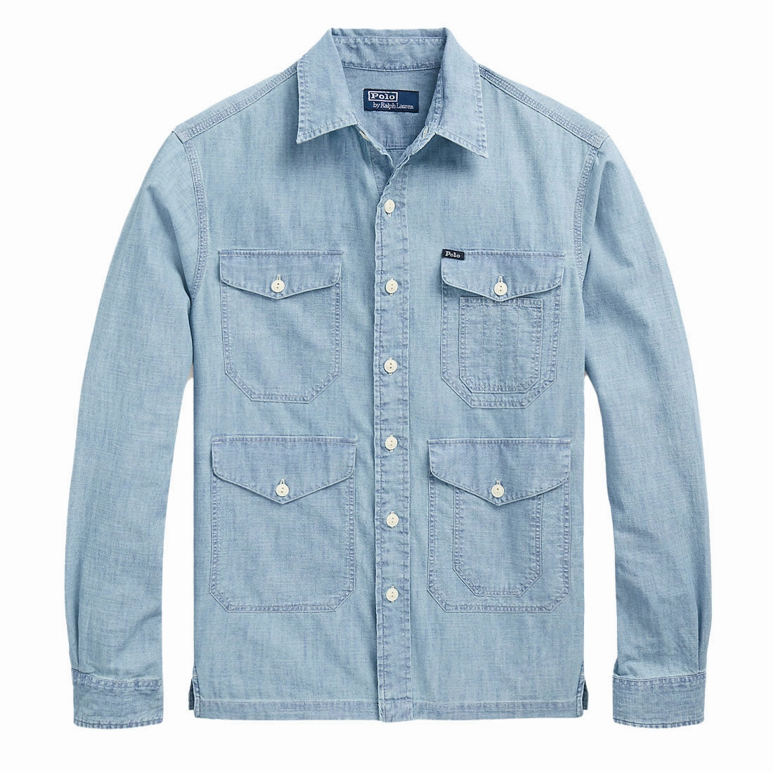 Dont Miss This Steal Limited Time Sale Polo Ralph Lauren Indigo Chambray Utility Overshirt Light Indigo
