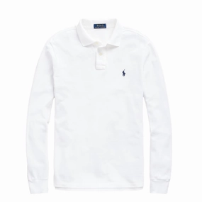 Sale Ending Soon Polo Ralph Lauren L/S Custom Slim Fit Polo Shirt White