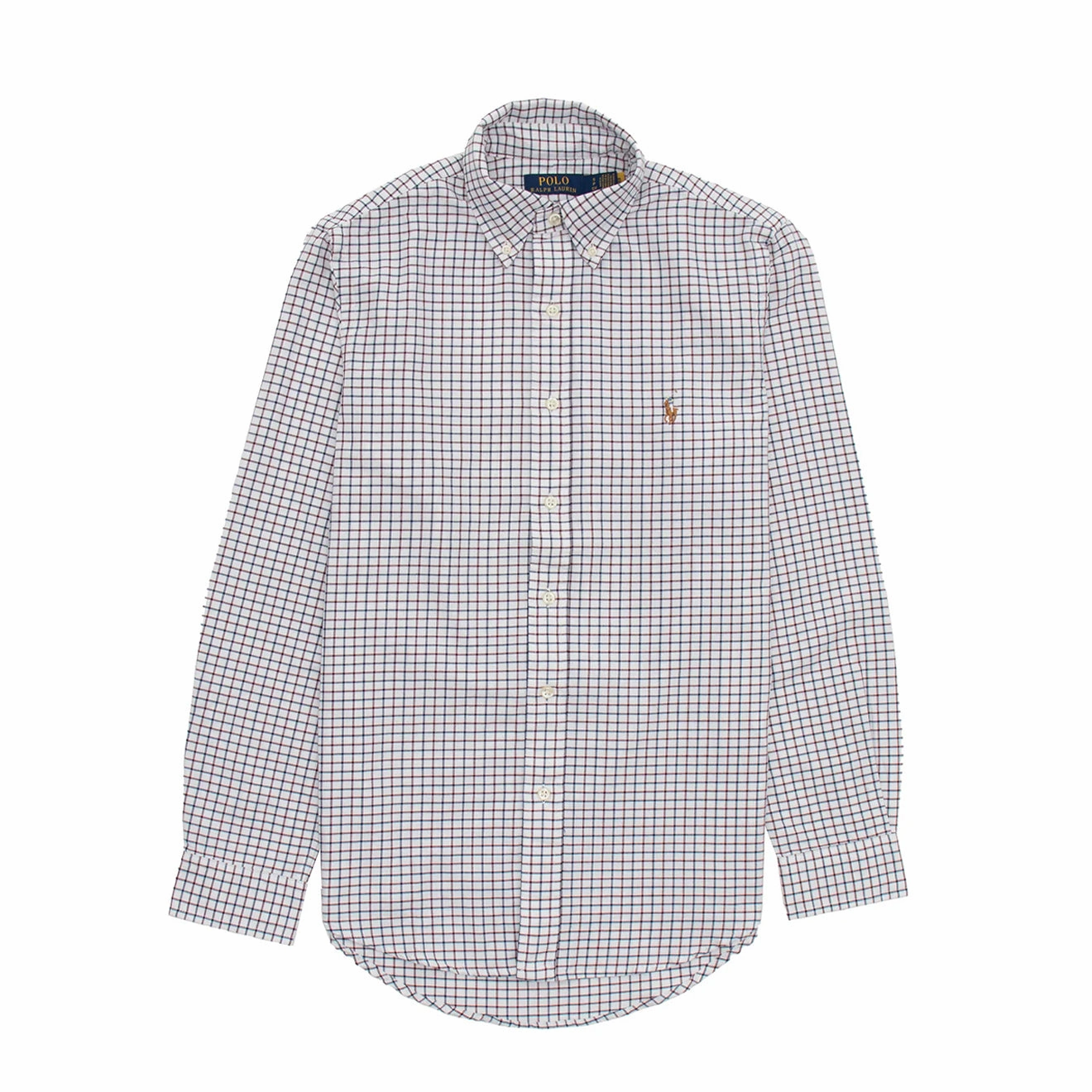 Hot Pick Deal Dont Miss Hot Deals Polo Ralph Lauren L/S Grid Pattern Cotton Shirt White / Wine Multi