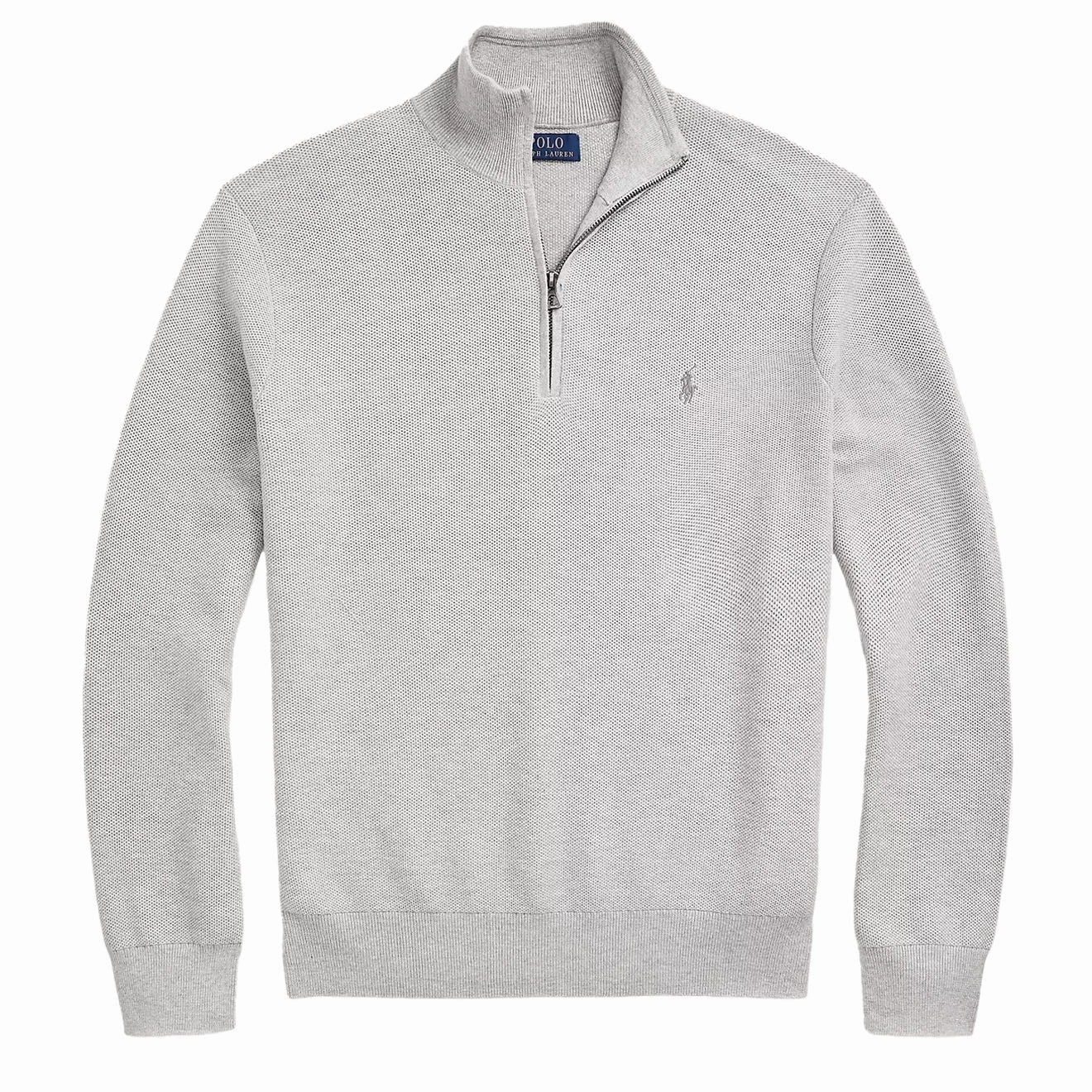 Polo Ralph Lauren Mesh-Knit Cotton Quarter-Zip Jumper Andover Heather Best Price Today Limited Offer Alert
