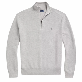 Polo Ralph Lauren Mesh-Knit Cotton Quarter-Zip Jumper Andover Heather Limited Time Sale Shop the Best Deals