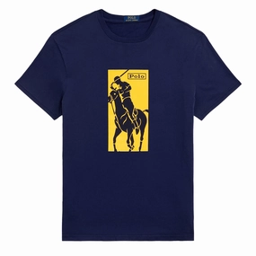 Grab Save Today Polo Ralph Lauren Pony Print T-Shirt Cruise Navy