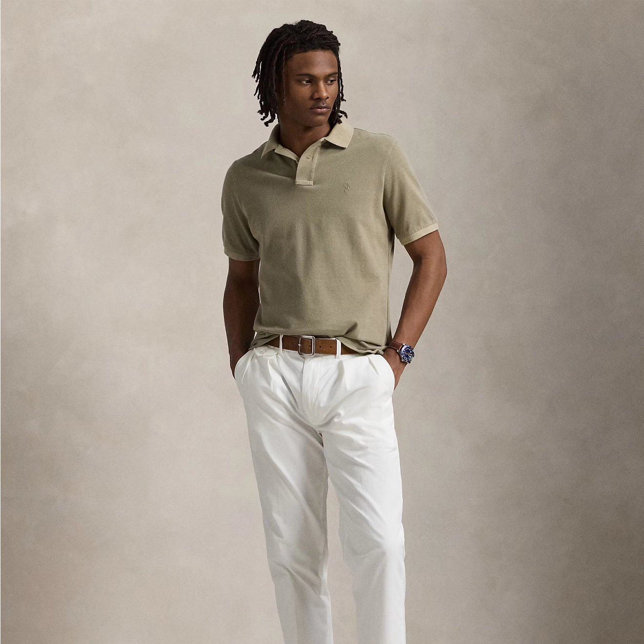 Polo Ralph Lauren Short Sleeve Polo Shirt Custom Slim Olive MustShop Sale
