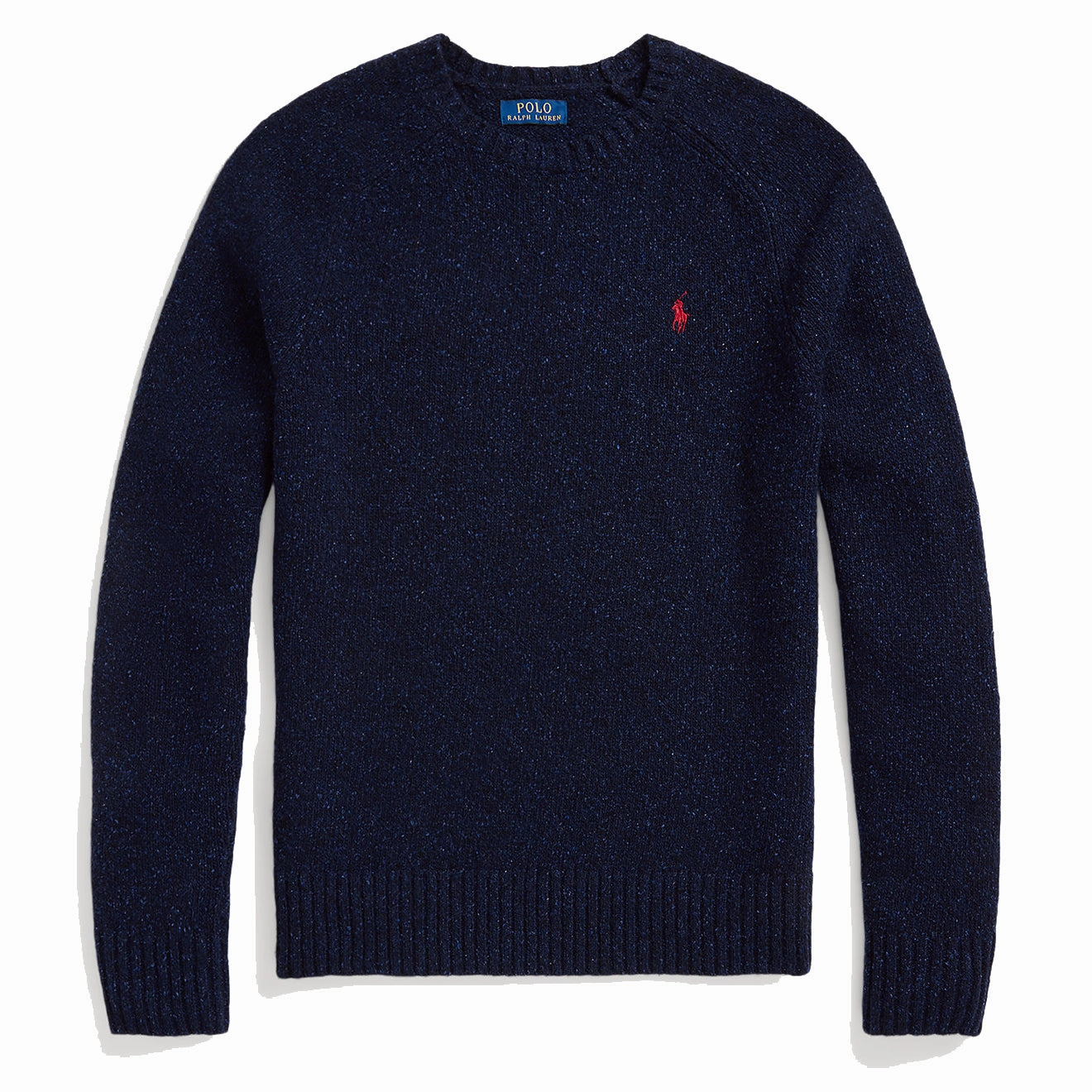 Save More Now Polo Ralph Lauren Speckled Wool Blend Crew Neck Jumper Ancient Navy Donegal