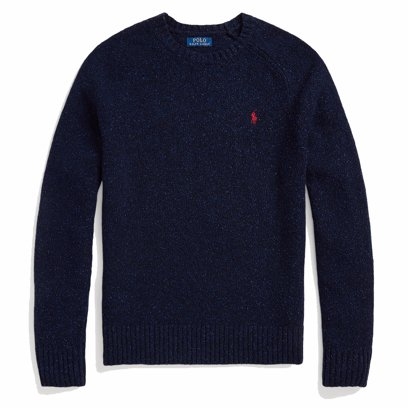 Flash Pick Today Polo Ralph Lauren Speckled Wool Blend Crew Neck Jumper Ancient Navy Donegal