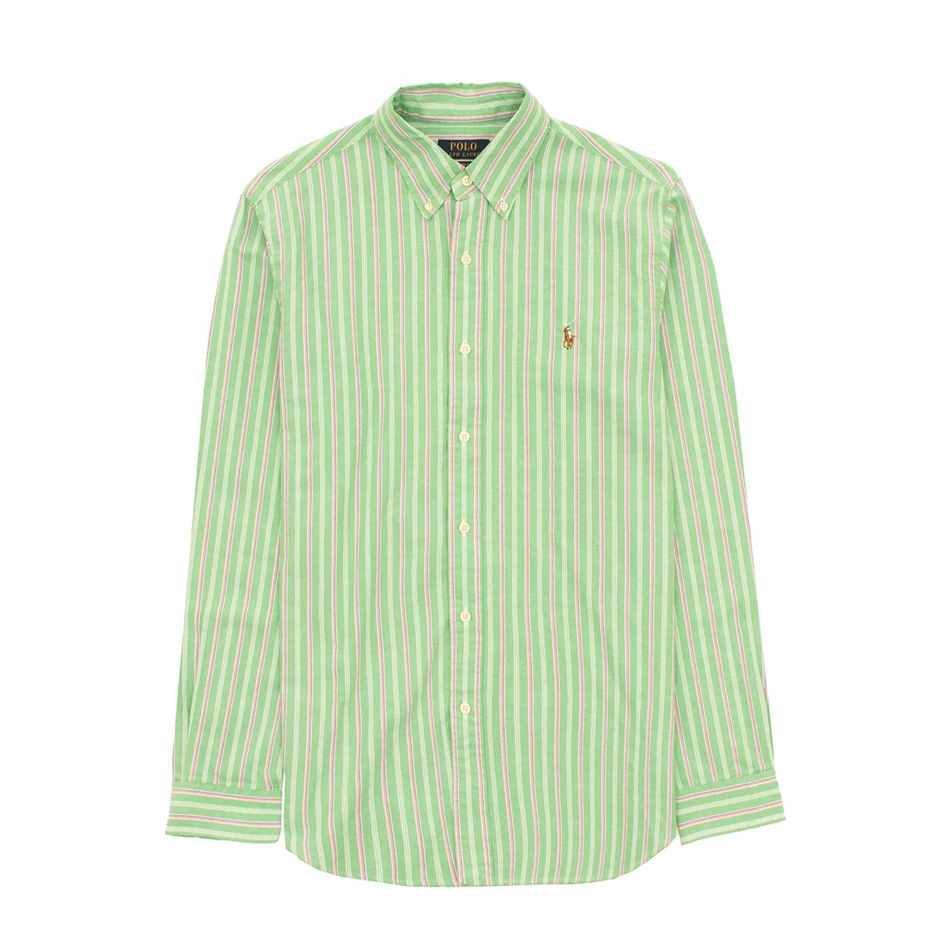 Polo Ralph Lauren Striped Oxford Shirt Green Pink Multi Big Price Drop Instant Deal Today