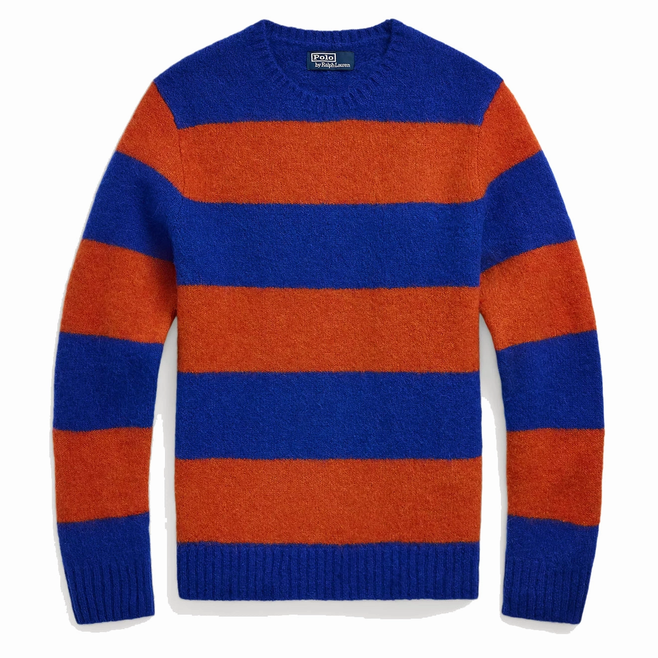 Polo Ralph Lauren Suede-Patch Striped Sweater Blue Orange Combo Limited Time Steal Dont Miss This Steal