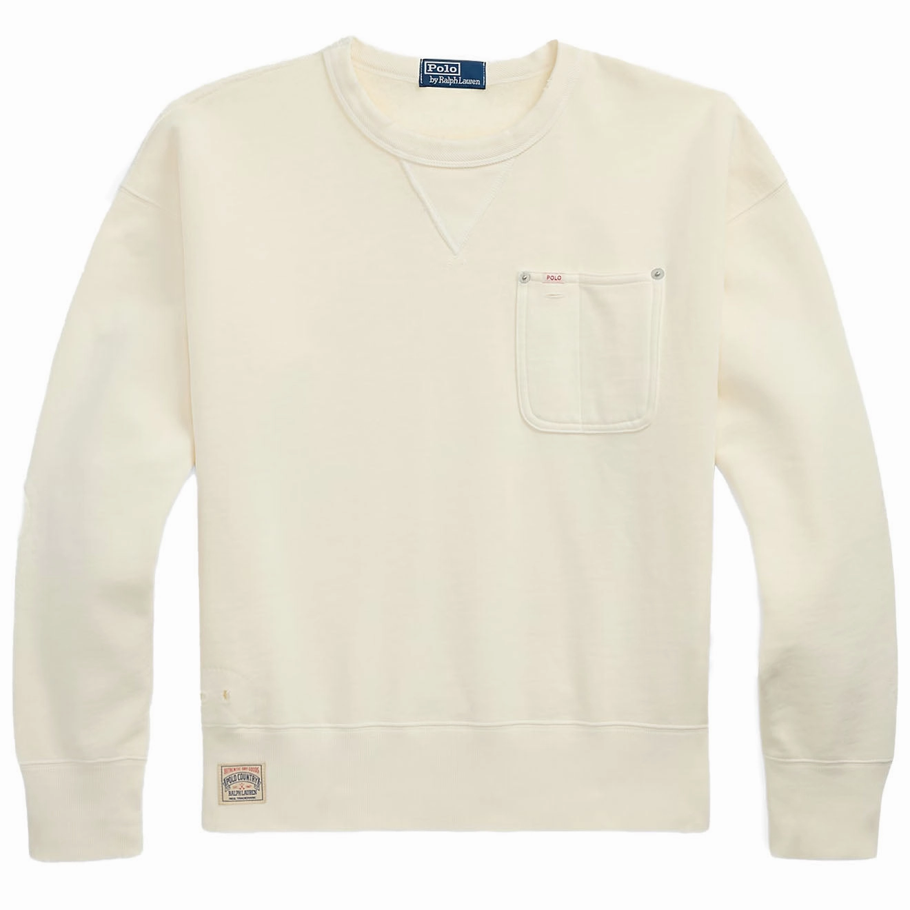 Gift Sale Event Big Sale Today Polo Ralph Lauren Vintage Fit Fleece Pocket Sweatshirt Deckwash White
