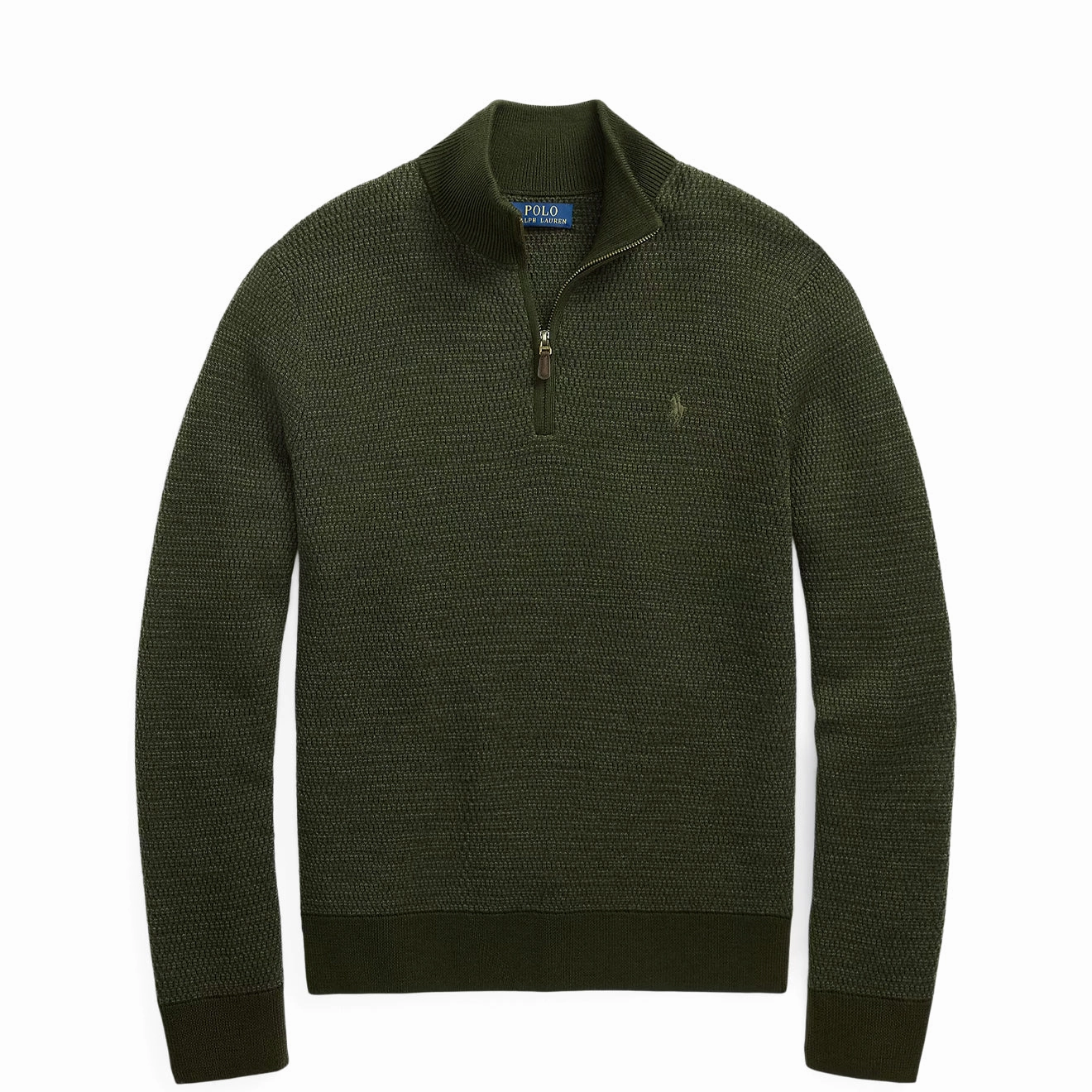 Polo Ralph Lauren Washable Wool Quarter-Zip Sweater Olive Combo Price Drop Alert Hot Pick Sale