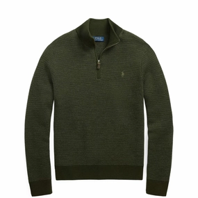 Polo Ralph Lauren Washable Wool Quarter-Zip Sweater Olive Combo Price Drop Alert Hot Pick Sale