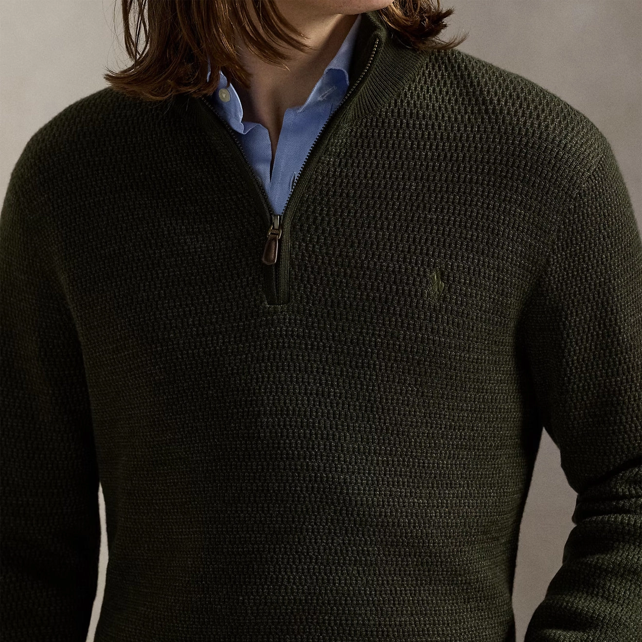 Limited Stock Deals Trending Today Steal Polo Ralph Lauren Washable Wool Quarter-Zip Sweater Olive Combo