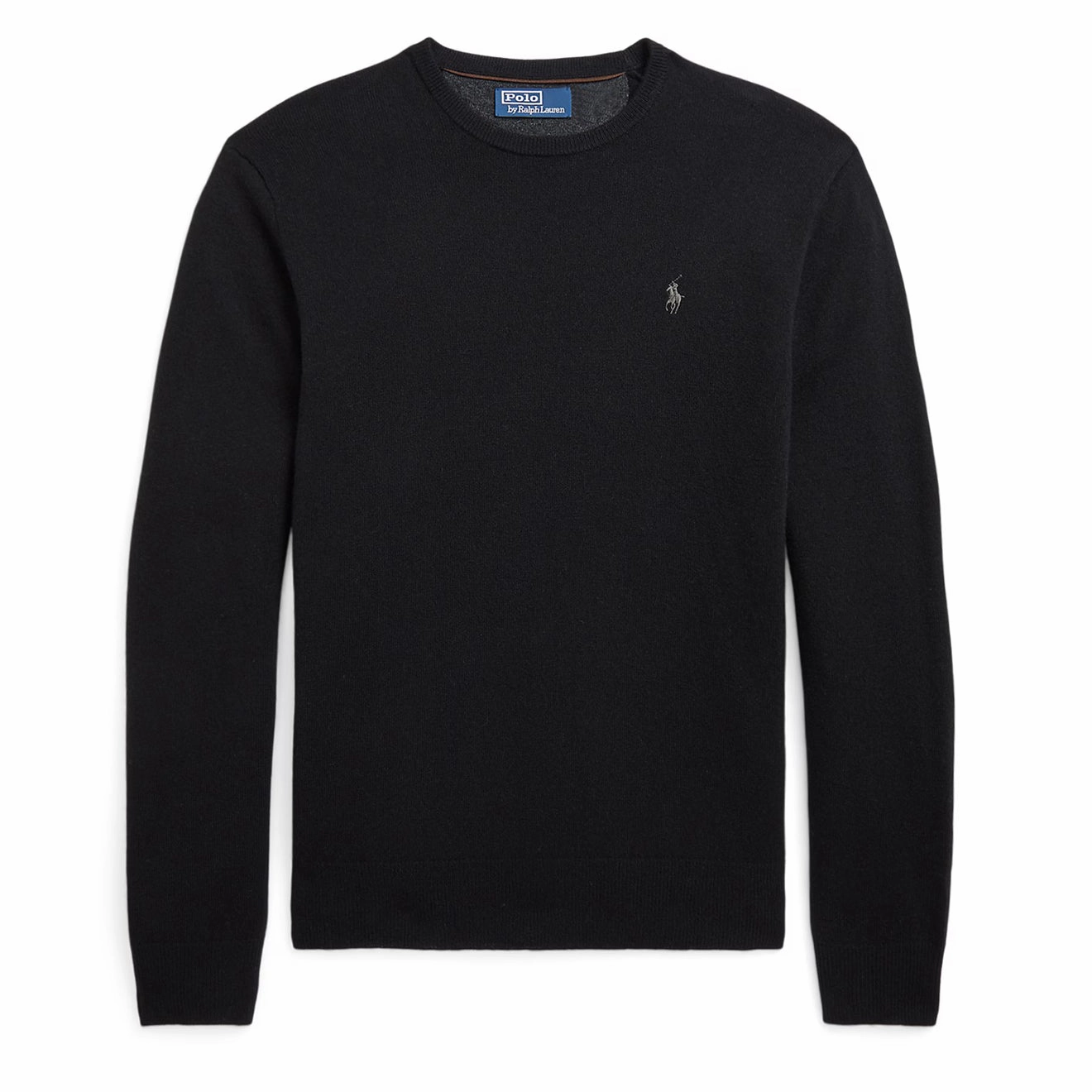 Polo Ralph Lauren Wool Crew Neck Knit Polo Black Clearance Event