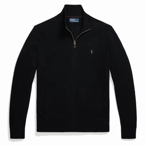 Polo Ralph Lauren Wool Full-Zip Jumper Polo Black Limited Time Sale