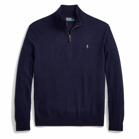 Polo Ralph Lauren Wool Half Zip Pullover Hunter Navy Clearance Blowout
