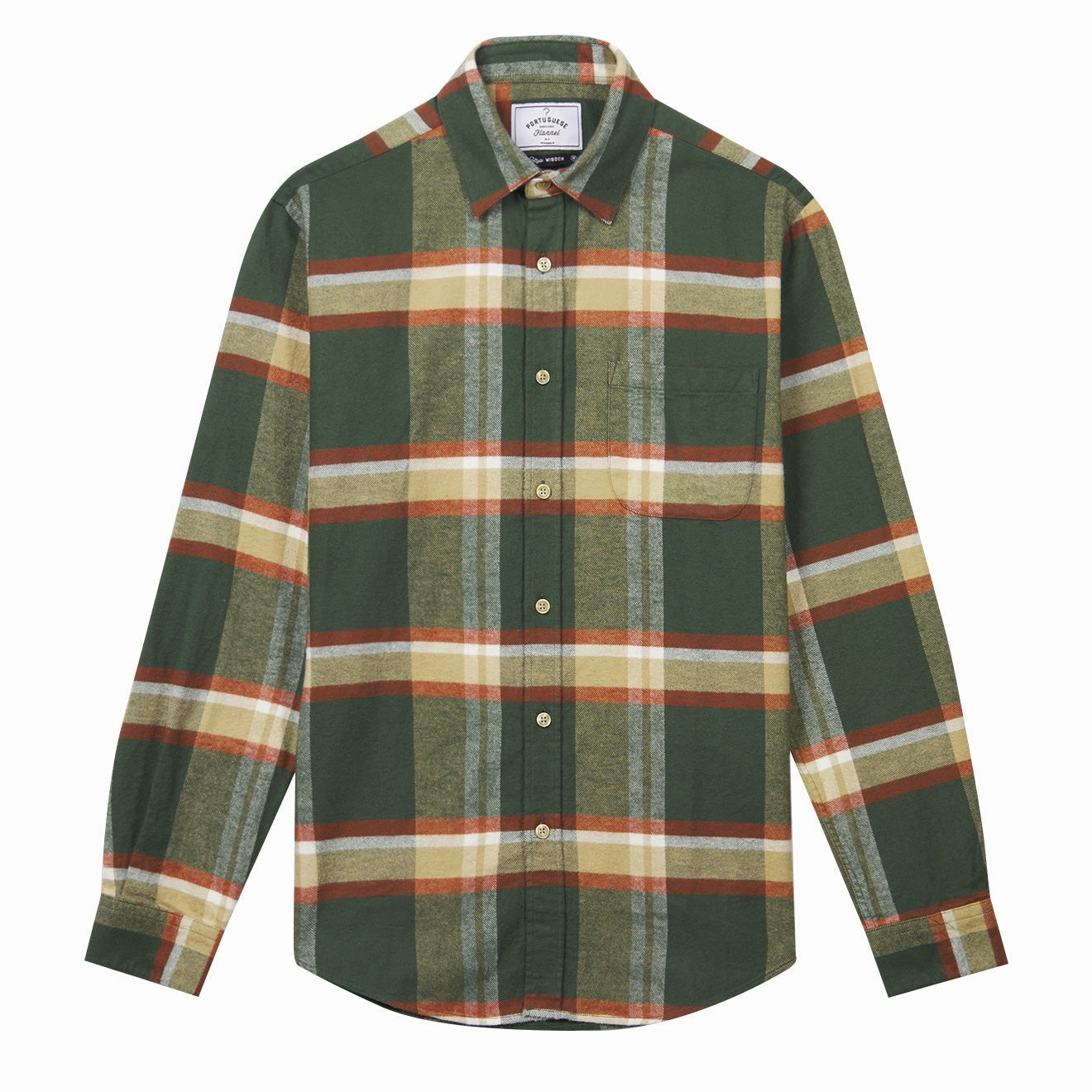 Clearance Steal Today Portuguese Flannel Farm Shirt Green / Orange