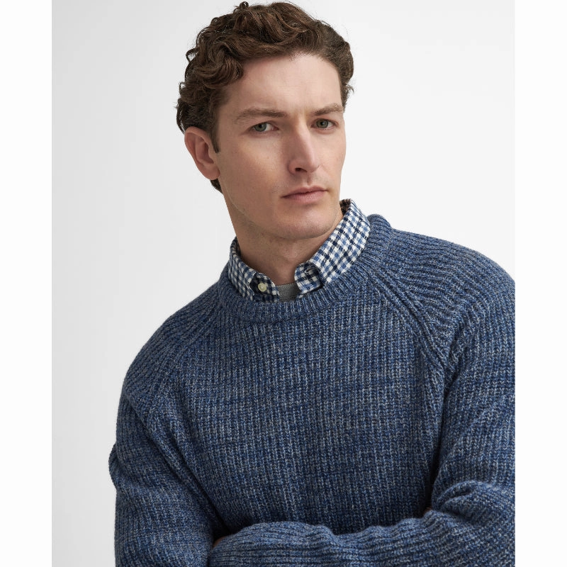 Barbour Horseford Lambswool Crew Neck Mens Jumper - River Blue Special Deals Online