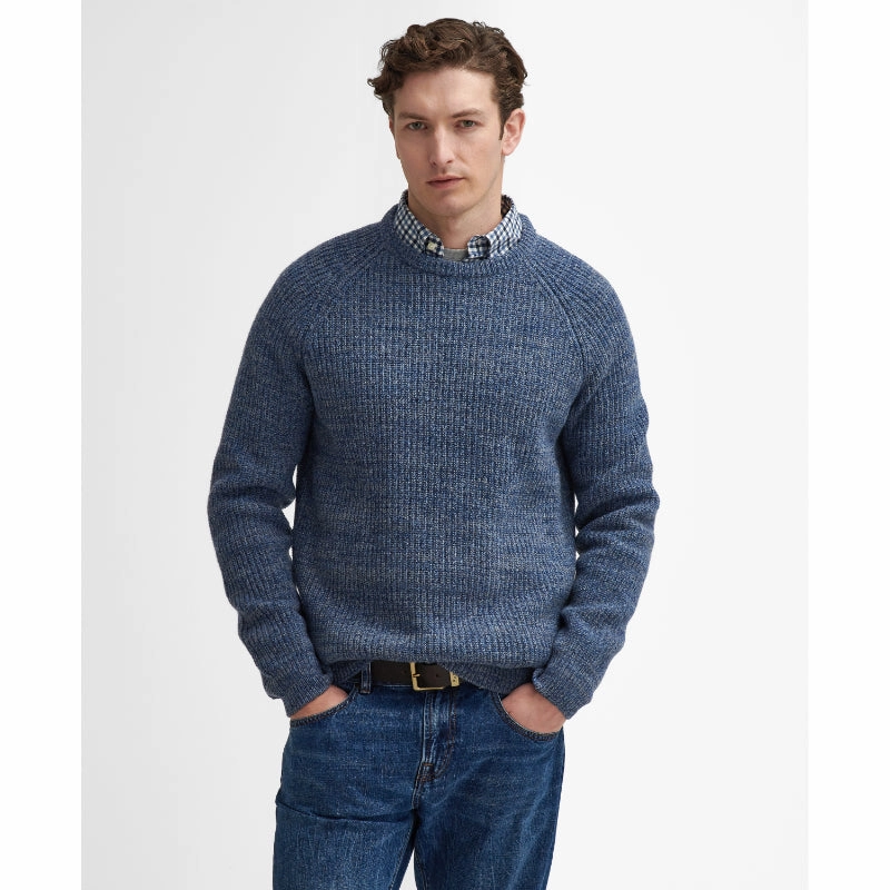 Hot Price Drop Barbour Horseford Lambswool Crew Neck Mens Jumper - River Blue