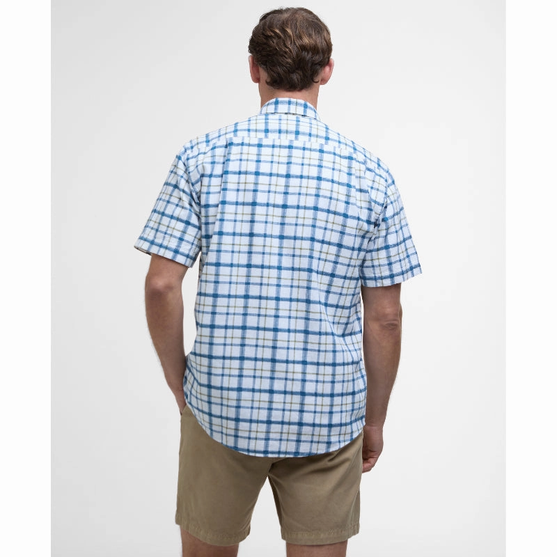 Exclusive Online Offer Hot Sale Frenzy Barbour Glover Short Sleeved Linen Blend Mens Regular Fit Shirt  - Navy