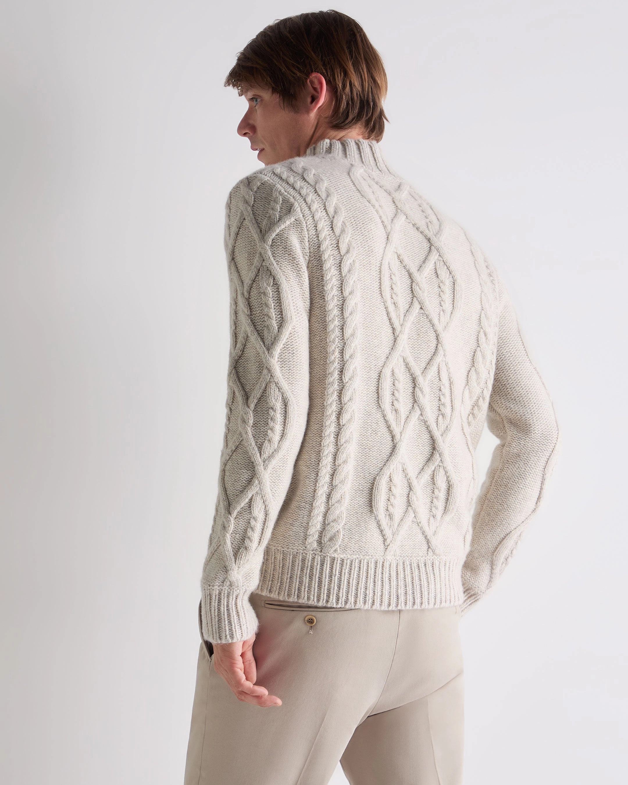 Men'S Hero Cable Cashmere Jumper Ash Grey Marl Price Drop Frenzy Limited Stock Hot Deal