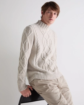 Mega Savings Now Men'S Hero Cable Cashmere Jumper Ash Grey Marl