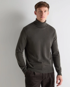 Men'S Trafalgar Roll Neck Cashmere Jumper Arabica Khaki Green Grab Your Savings Grab Todays Deal