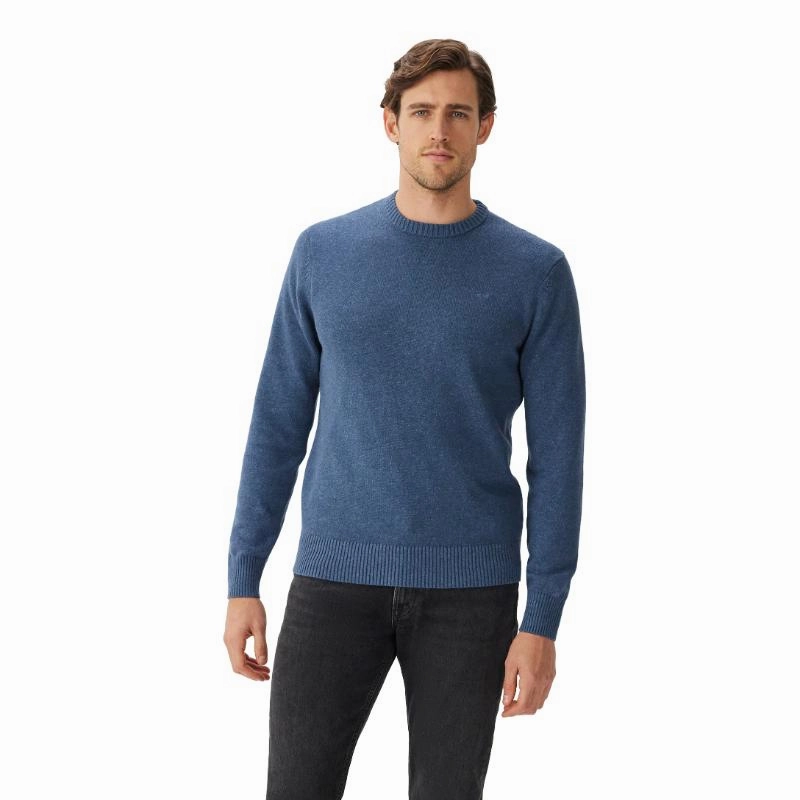 R.M.Williams Howe Mens Australian Extra Fine Merino Crew Neck Sweater - Mid Blue Exclusive Savings Event Todays Best Deal