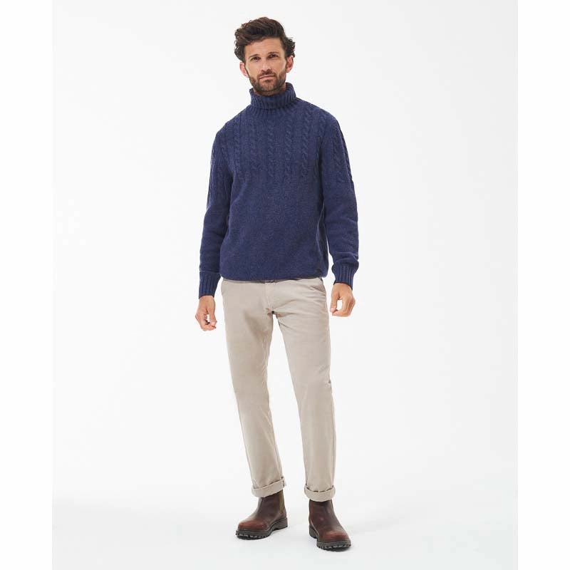 Barbour Duffle Cable Rollneck Mens Jumper - Dark Denim MustHave Items Special Deal Frenzy