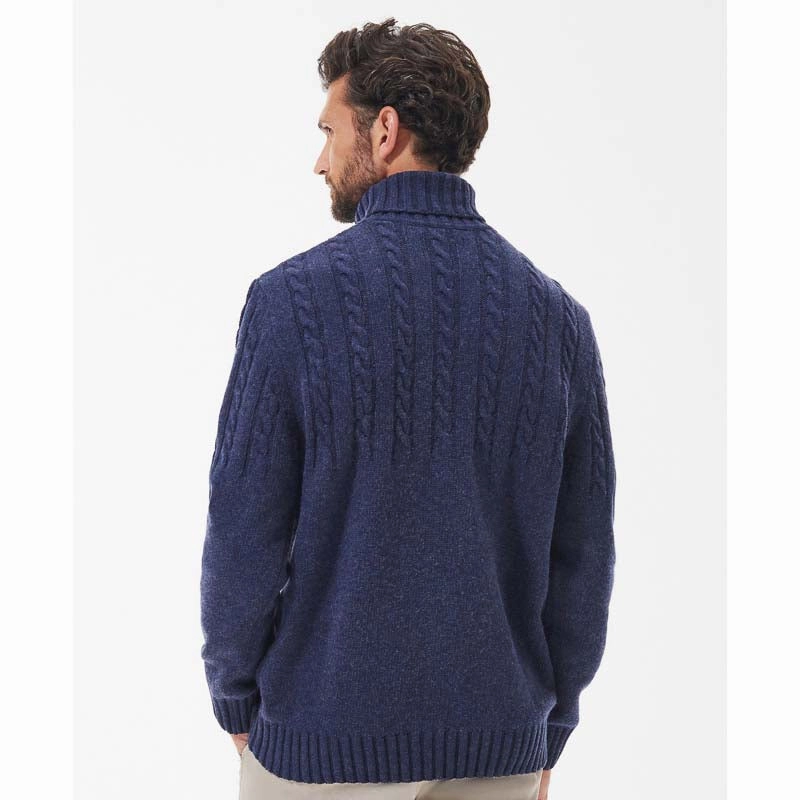 Barbour Duffle Cable Rollneck Mens Jumper - Dark Denim Limited Offer Alert Shop Hot Picks