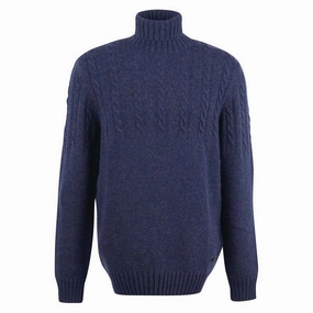 Grab Your Savings Barbour Duffle Cable Rollneck Mens Jumper - Dark Denim
