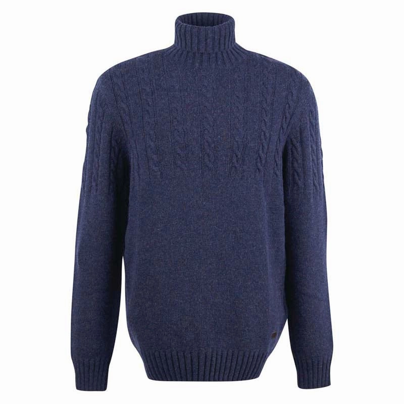 Grab Your Savings Barbour Duffle Cable Rollneck Mens Jumper - Dark Denim