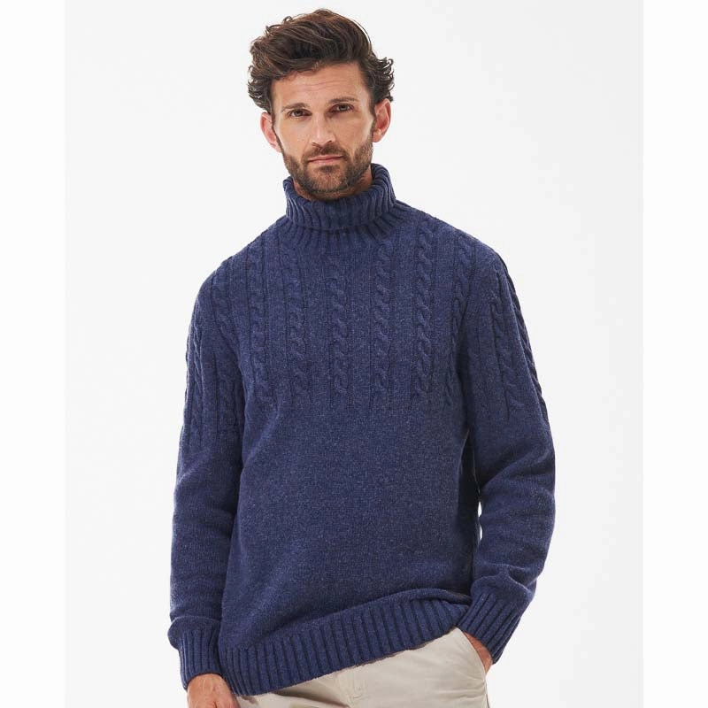Barbour Duffle Cable Rollneck Mens Jumper - Dark Denim MustHave Steals