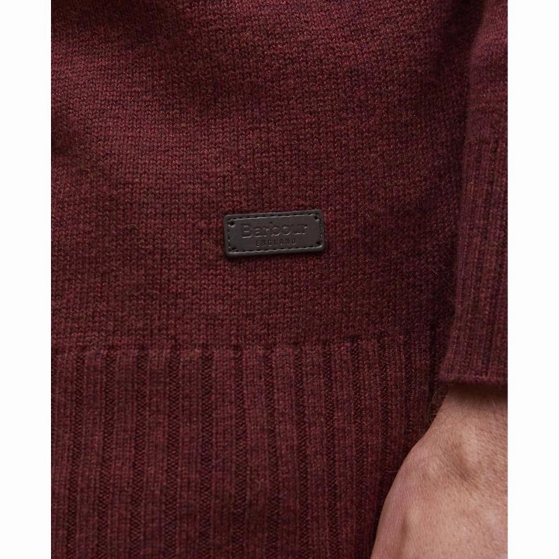 Trending Offer Today Barbour Kelson Knitted Mens 1/4 Zip Jumper - Fired Brick