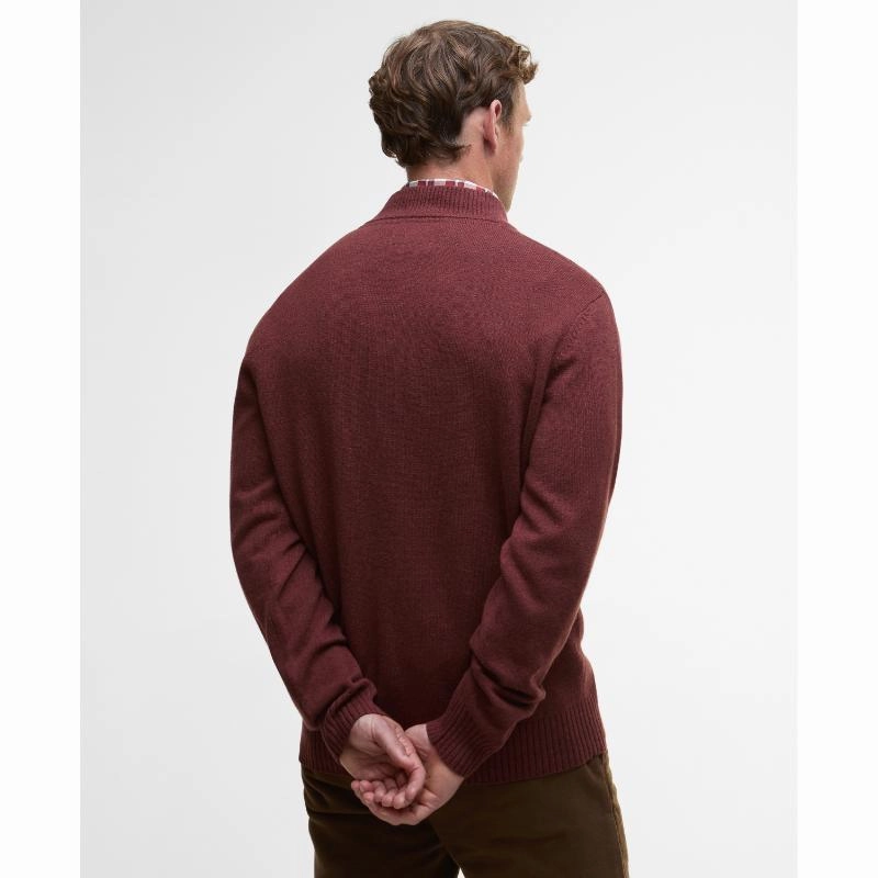 Barbour Kelson Knitted Mens 1/4 Zip Jumper - Fired Brick Online Exclusive Steal Grab It Now