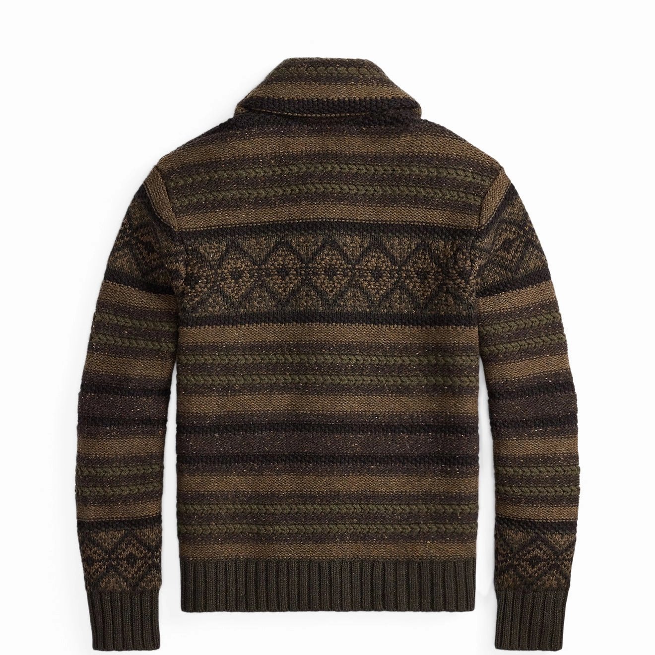 Rrl By Ralph Lauren Wool Cotton Shawl Collar Cardigan Brown Olive Multi Hot Sale Frenzy Limited Offer Alert