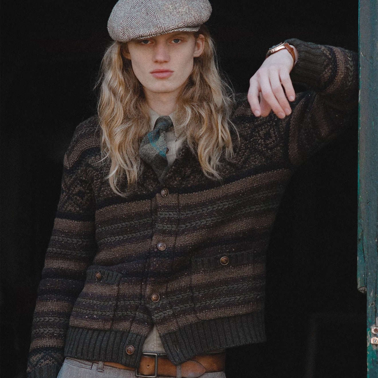 Rrl By Ralph Lauren Wool Cotton Shawl Collar Cardigan Brown Olive Multi Limited Time Sale Save More Online