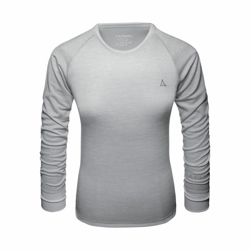Special Deal Frenzy MustShop Sale Schoffel Technical Crew Neck Ladies Merino Mix Base Layer - Opal Grey