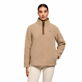 Grab Your Savings Exclusive Hot Pick Holland Cooper Country Ladies Fleece Quarter Zip Jumper - Natural Borg