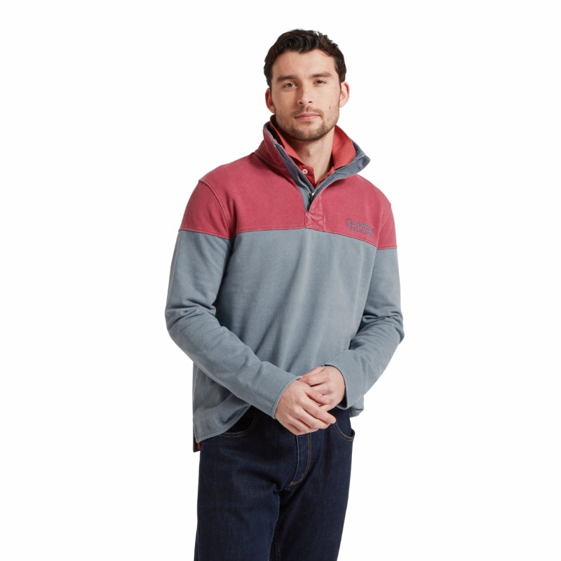 Schoffel Helford Heritage Mens Sweatshirt - Slate Red/Dark Pigeon Blue Best Seller Discount Big Savings Event