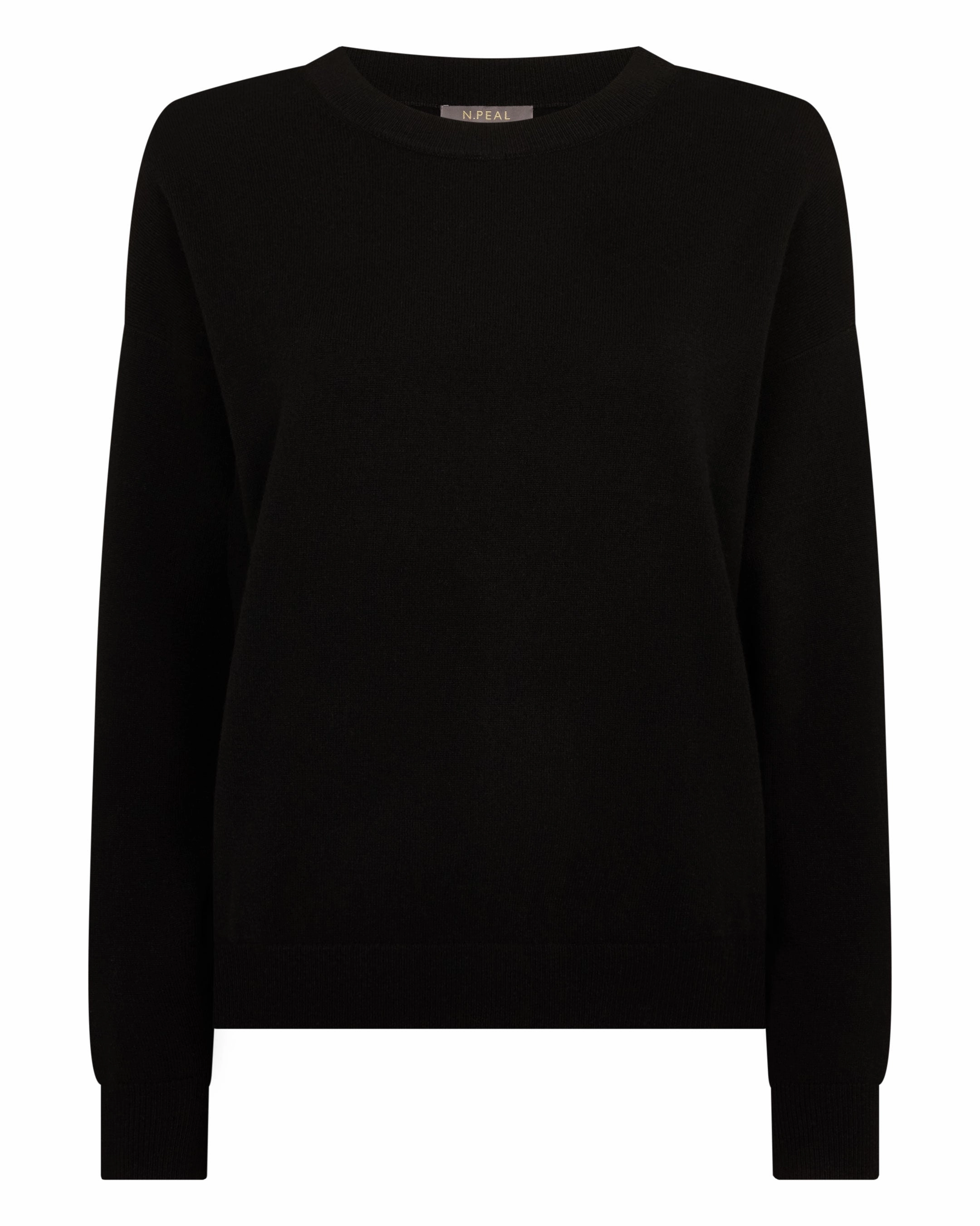 Women'S Oversized Round Neck Cashmere Jumper Black Todays Mega Savings Trending Now Offer