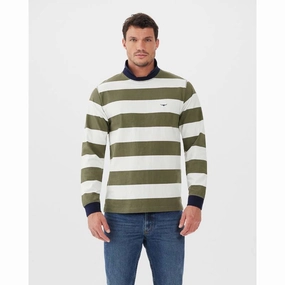 R.M.Williams Camden Rugby Mens Jersey - Olive/White Price Drop Frenzy Special Online Offer