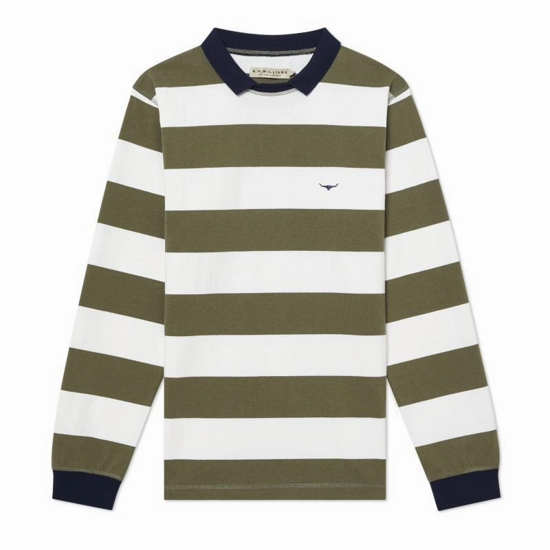 Gift Ideas Galore R.M.Williams Camden Rugby Mens Jersey - Olive/White