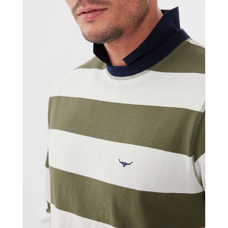 R.M.Williams Camden Rugby Mens Jersey - Olive/White Todays Special Savings Shop Save Today